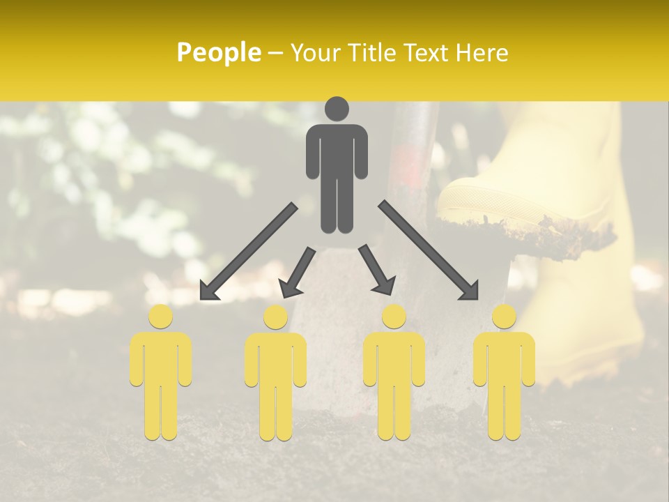 A Person In Yellow Rubber Boots Digging In The Dirt With A Shovel PowerPoint Template