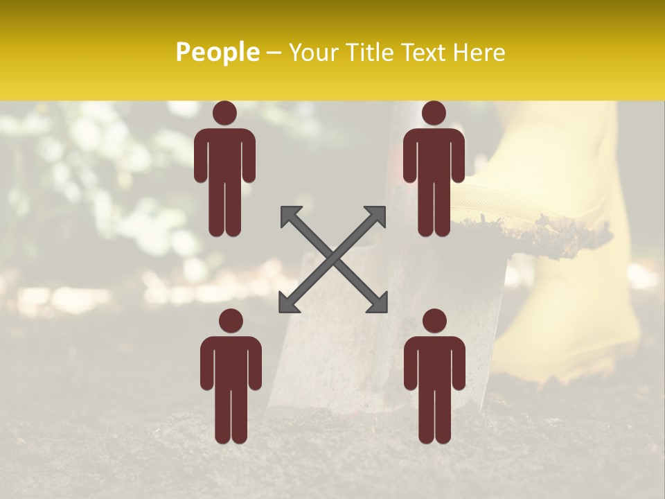 A Person In Yellow Rubber Boots Digging In The Dirt With A Shovel PowerPoint Template