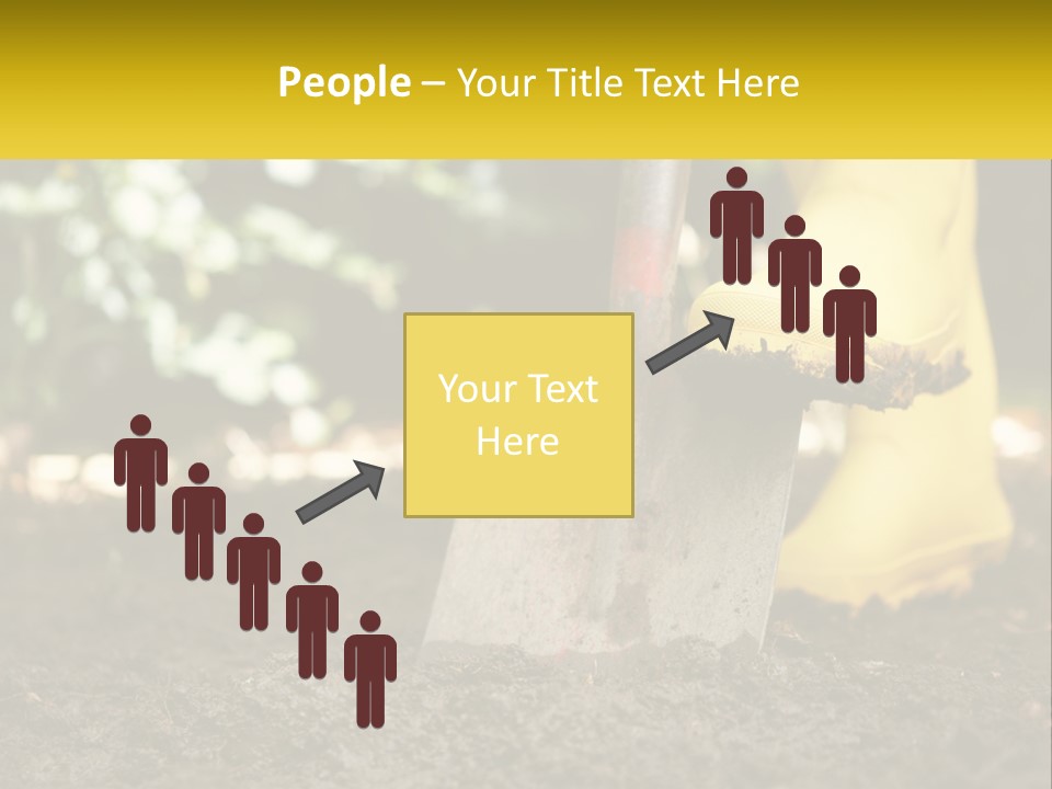 A Person In Yellow Rubber Boots Digging In The Dirt With A Shovel PowerPoint Template