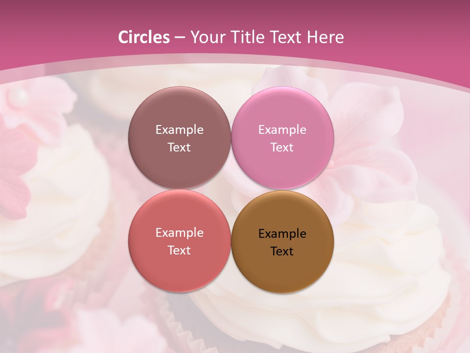 Two Cupcakes With White Frosting And A Pink Flower On Top PowerPoint Template