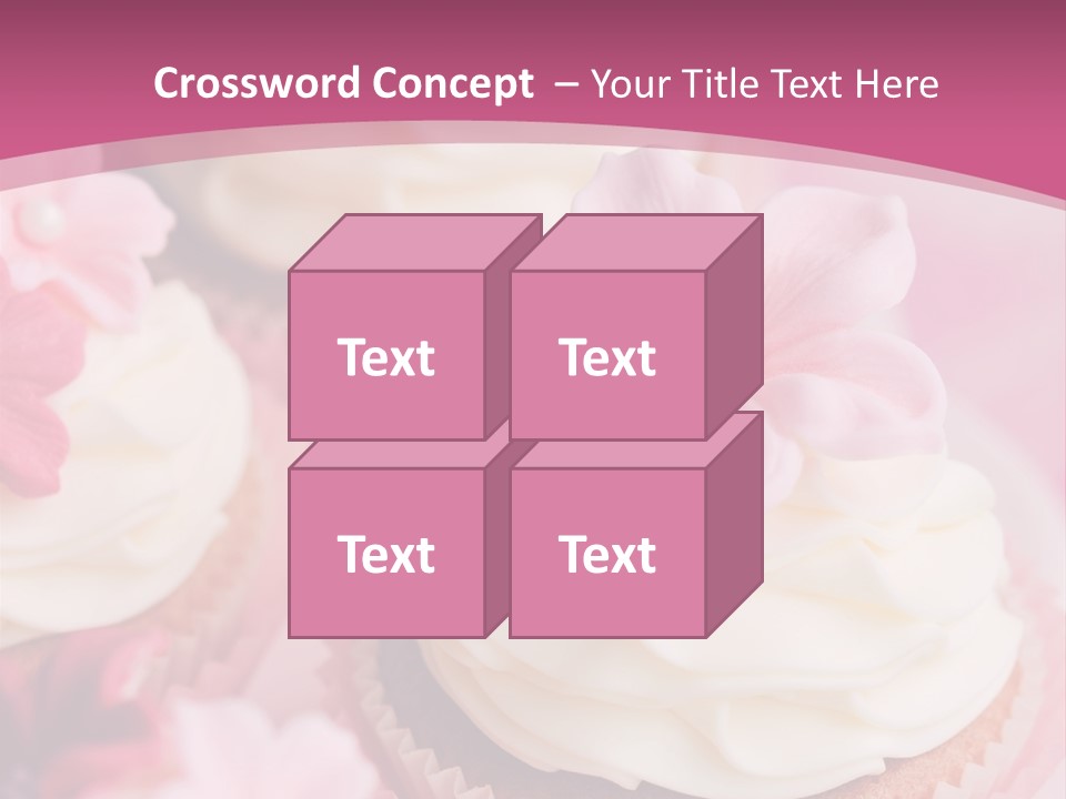Two Cupcakes With White Frosting And A Pink Flower On Top PowerPoint Template
