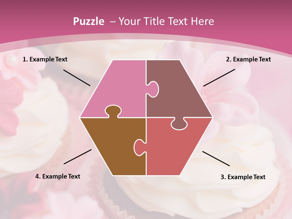 Two Cupcakes With White Frosting And A Pink Flower On Top PowerPoint Template