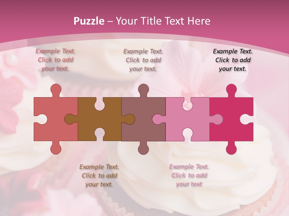 Two Cupcakes With White Frosting And A Pink Flower On Top PowerPoint Template