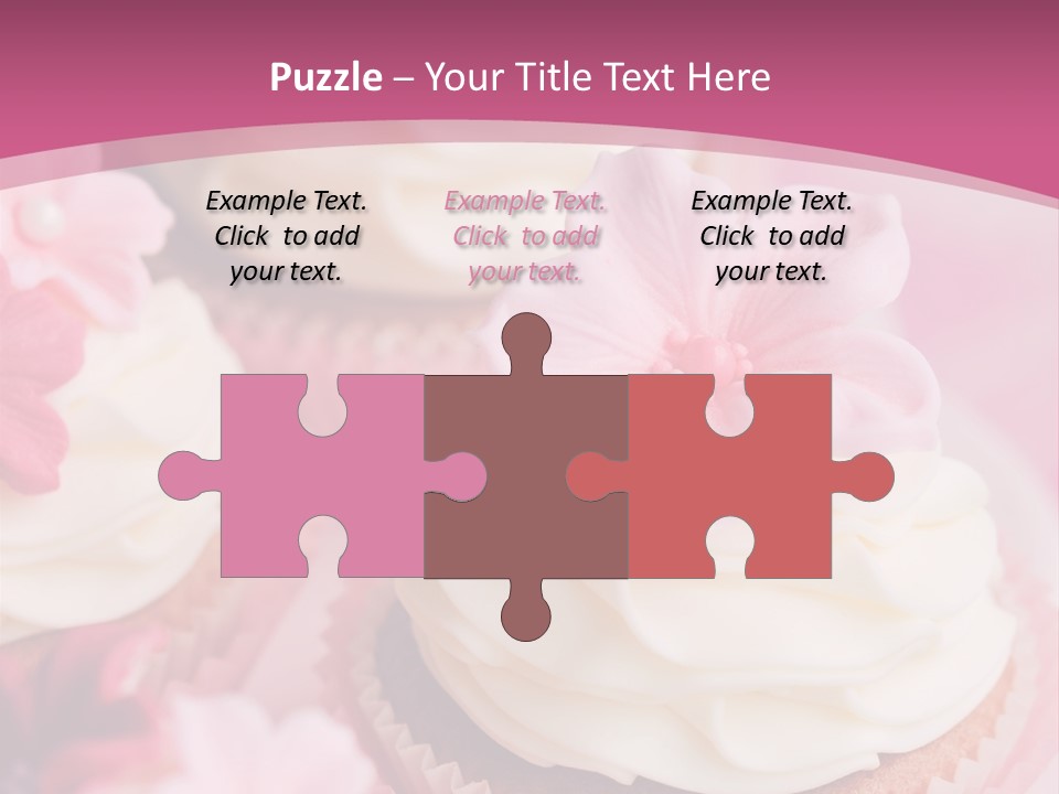 Two Cupcakes With White Frosting And A Pink Flower On Top PowerPoint Template
