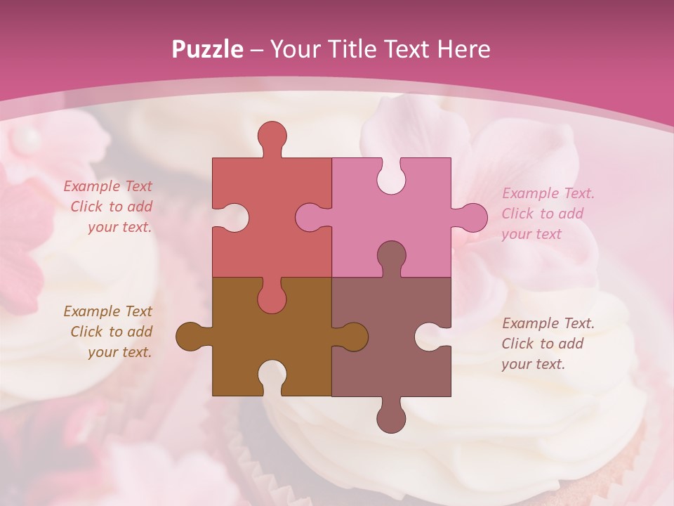 Two Cupcakes With White Frosting And A Pink Flower On Top PowerPoint Template