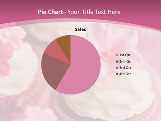 Two Cupcakes With White Frosting And A Pink Flower On Top PowerPoint Template