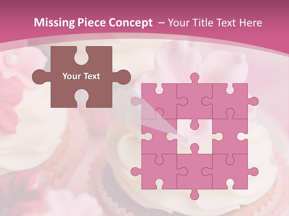 Two Cupcakes With White Frosting And A Pink Flower On Top PowerPoint Template
