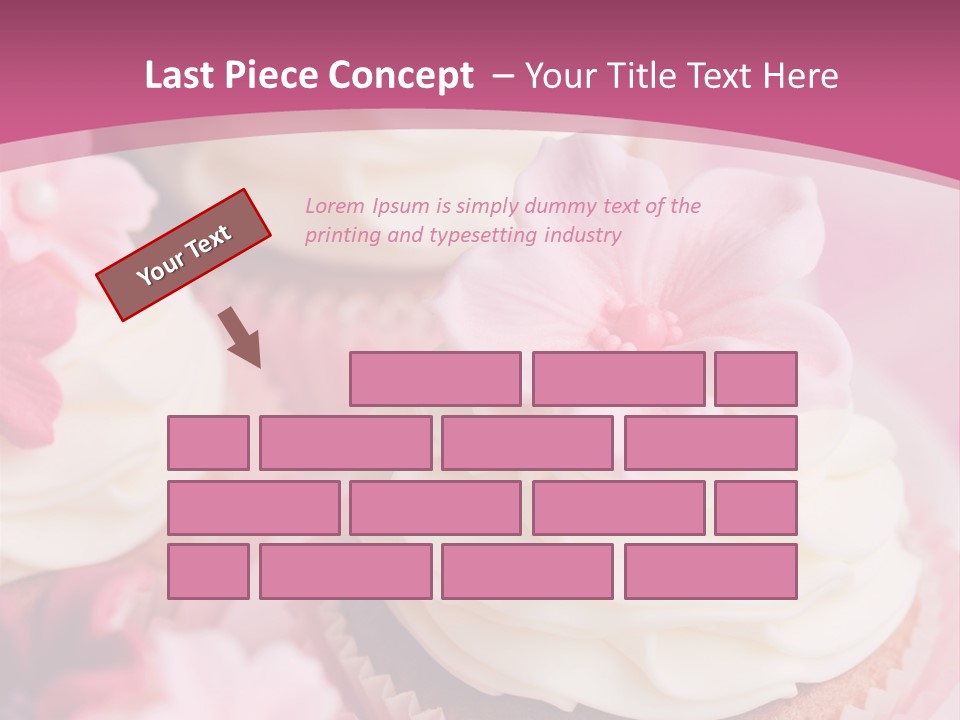 Two Cupcakes With White Frosting And A Pink Flower On Top PowerPoint Template