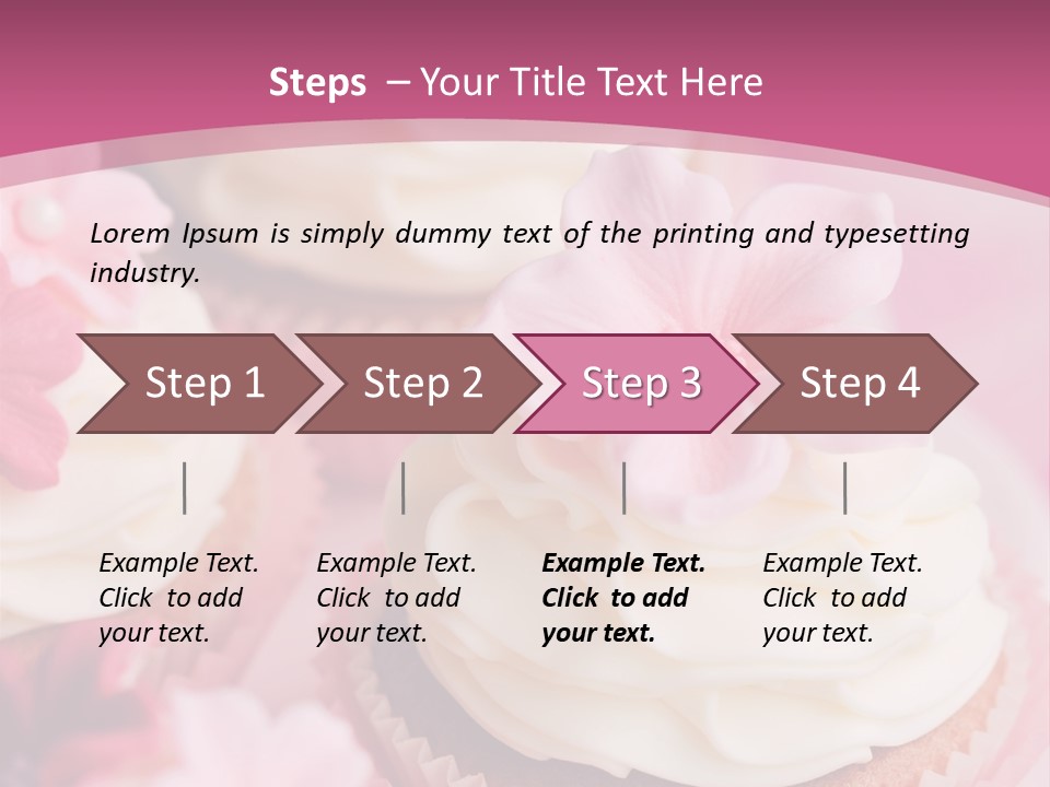 Two Cupcakes With White Frosting And A Pink Flower On Top PowerPoint Template