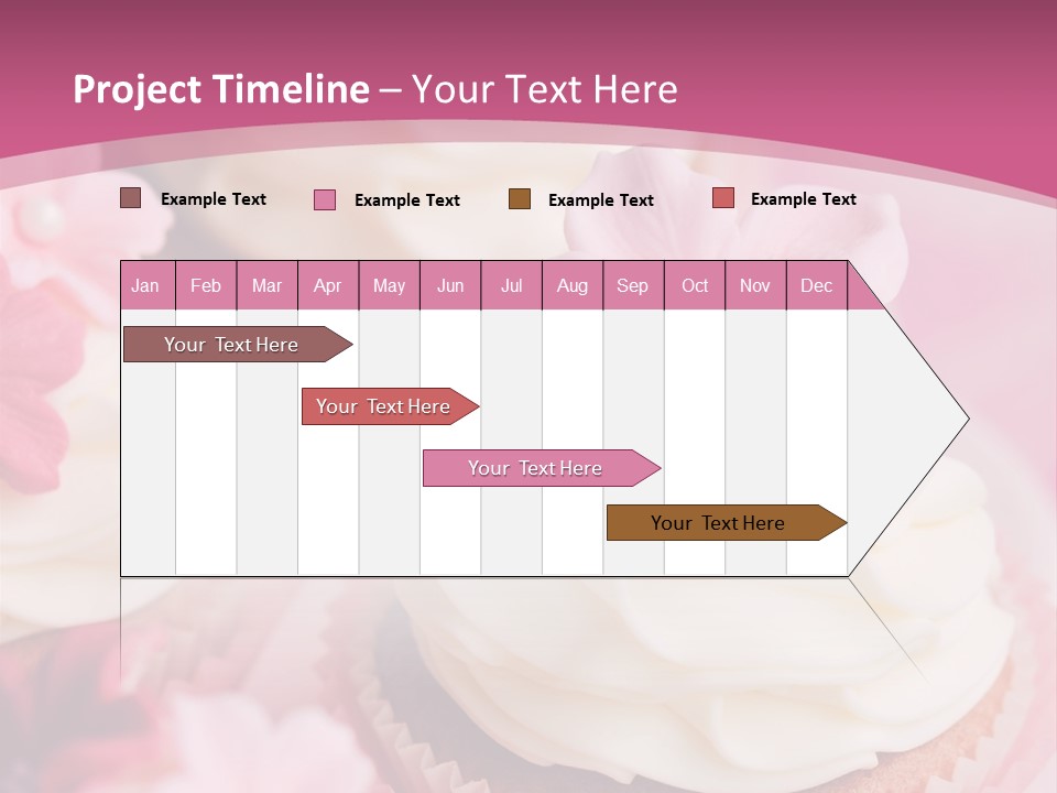 Two Cupcakes With White Frosting And A Pink Flower On Top PowerPoint Template