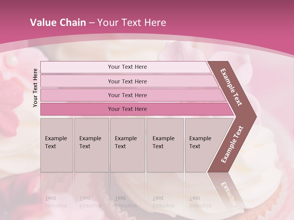 Two Cupcakes With White Frosting And A Pink Flower On Top PowerPoint Template