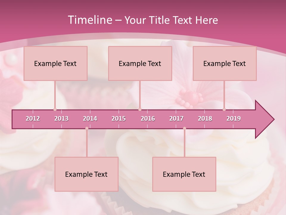 Two Cupcakes With White Frosting And A Pink Flower On Top PowerPoint Template