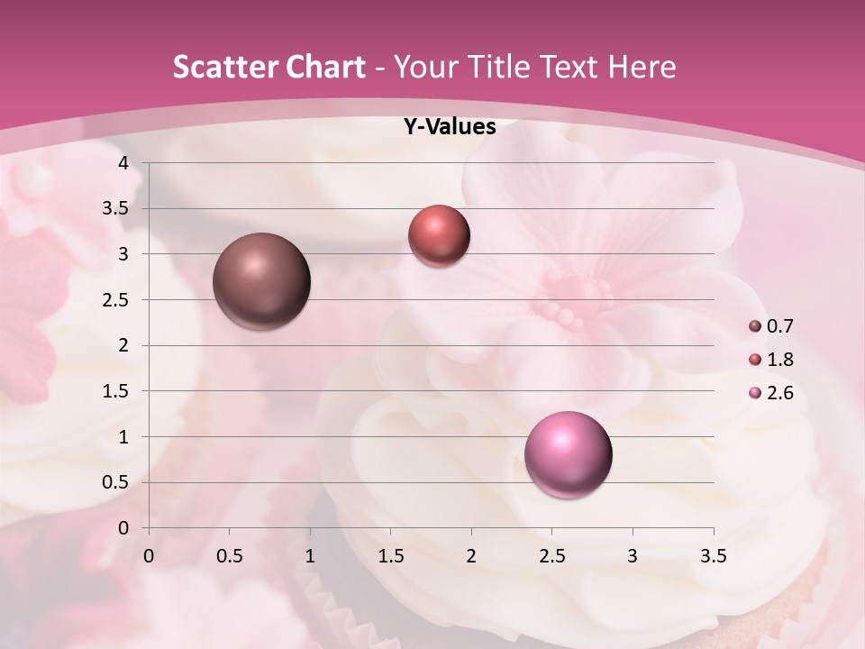 Two Cupcakes With White Frosting And A Pink Flower On Top PowerPoint Template