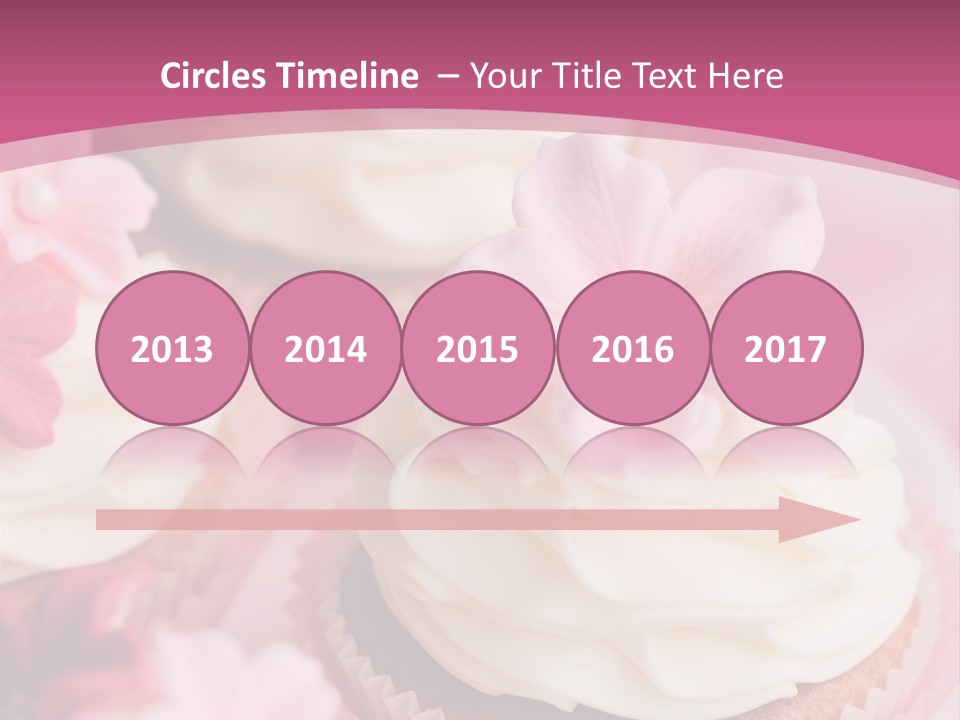Two Cupcakes With White Frosting And A Pink Flower On Top PowerPoint Template