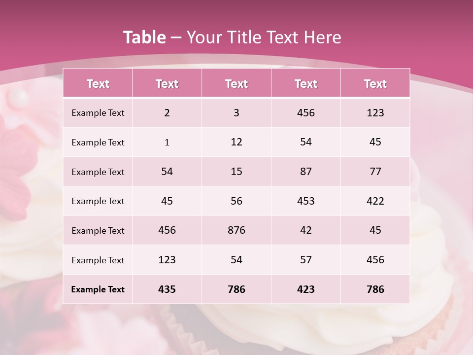 Two Cupcakes With White Frosting And A Pink Flower On Top PowerPoint Template
