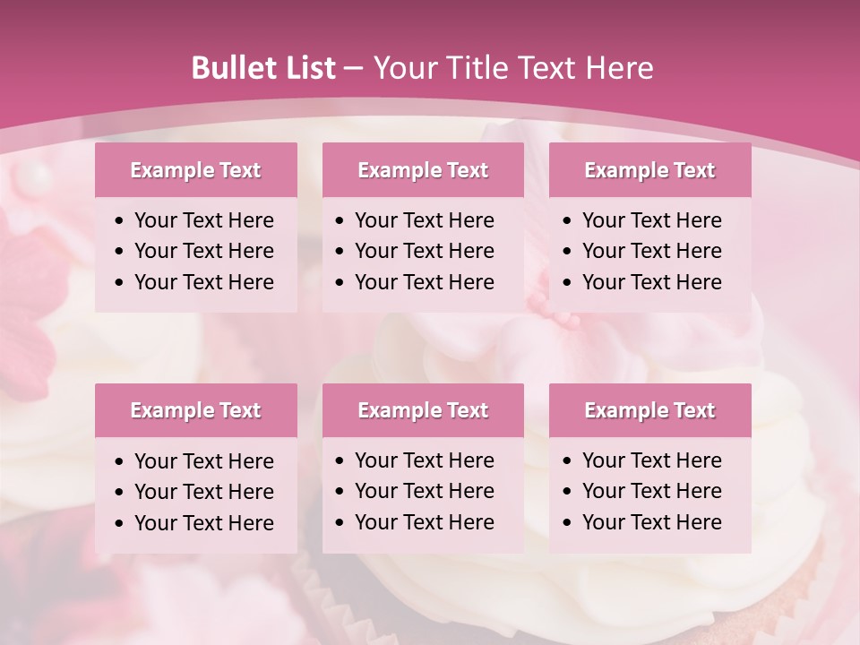 Two Cupcakes With White Frosting And A Pink Flower On Top PowerPoint Template