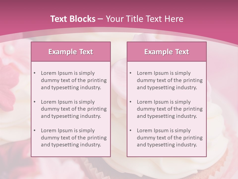 Two Cupcakes With White Frosting And A Pink Flower On Top PowerPoint Template