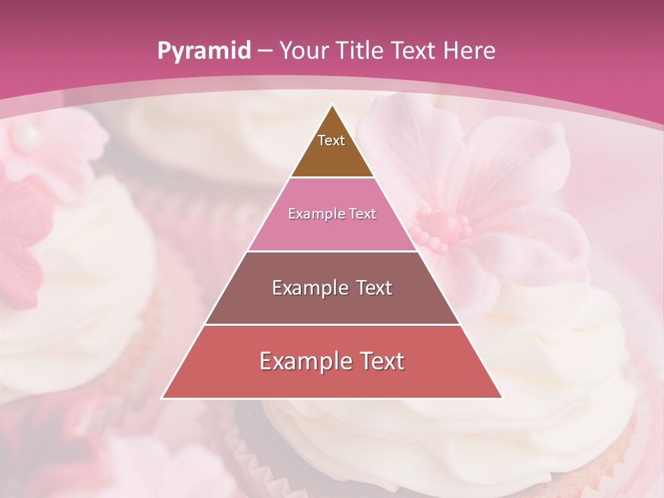 Two Cupcakes With White Frosting And A Pink Flower On Top PowerPoint Template