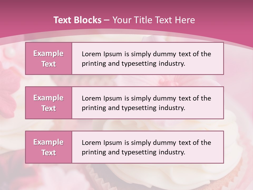 Two Cupcakes With White Frosting And A Pink Flower On Top PowerPoint Template