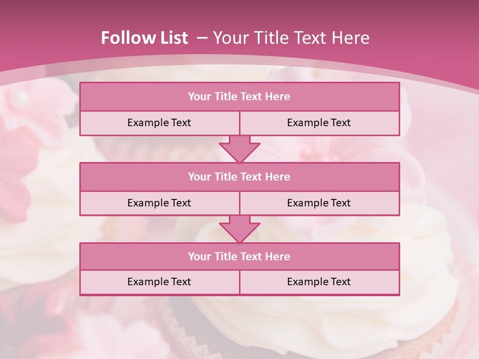 Two Cupcakes With White Frosting And A Pink Flower On Top PowerPoint Template
