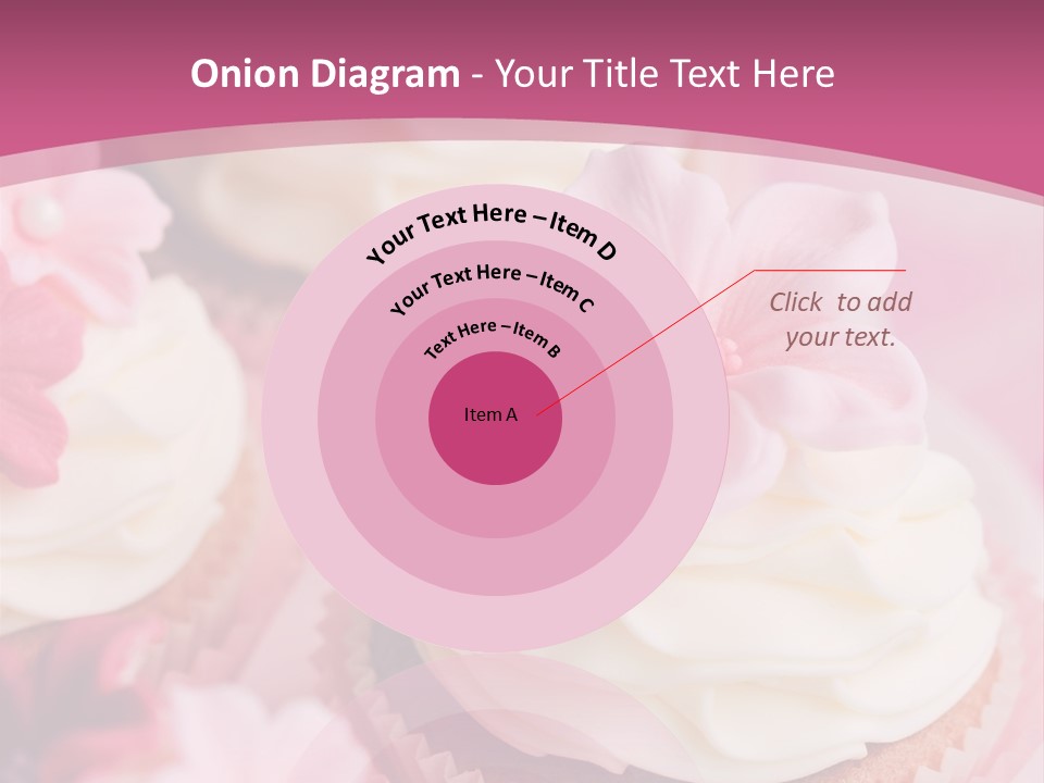 Two Cupcakes With White Frosting And A Pink Flower On Top PowerPoint Template