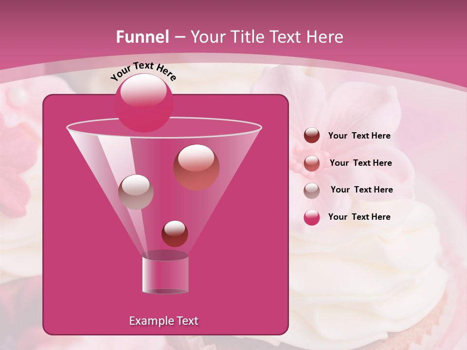 Two Cupcakes With White Frosting And A Pink Flower On Top PowerPoint Template