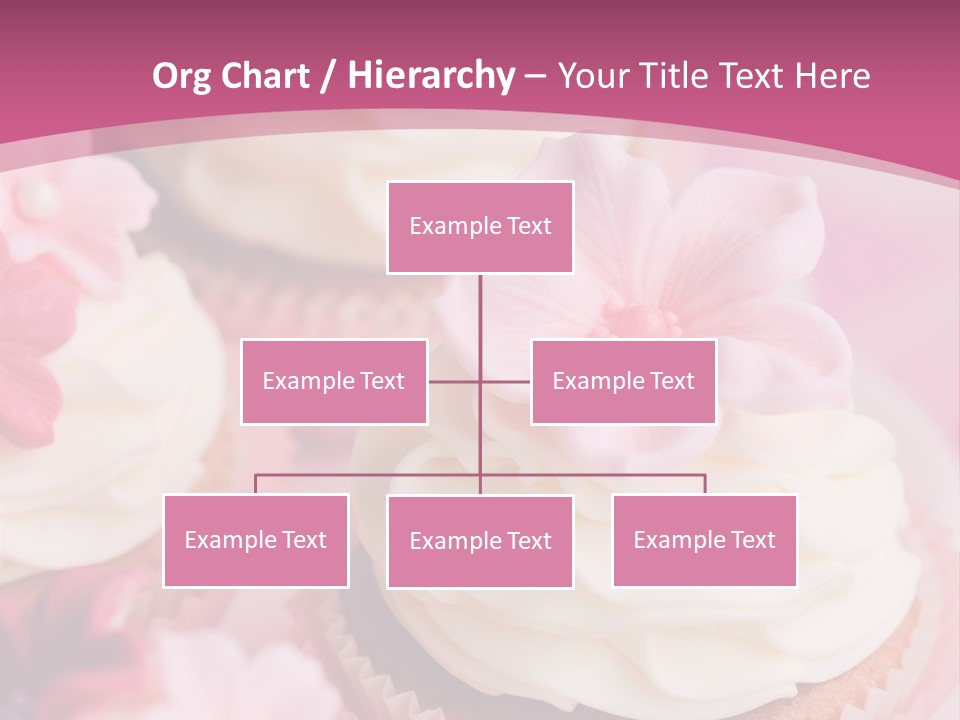 Two Cupcakes With White Frosting And A Pink Flower On Top PowerPoint Template