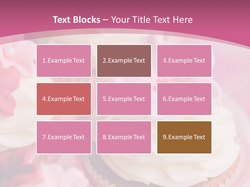 Two Cupcakes With White Frosting And A Pink Flower On Top PowerPoint Template
