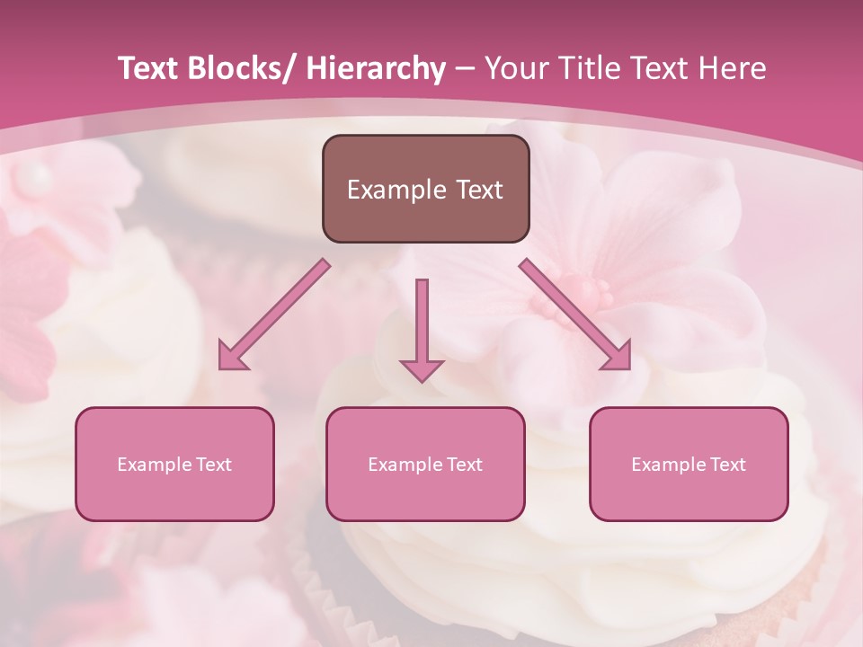 Two Cupcakes With White Frosting And A Pink Flower On Top PowerPoint Template