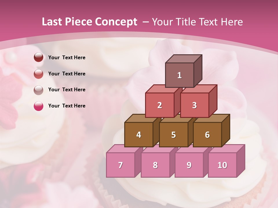 Two Cupcakes With White Frosting And A Pink Flower On Top PowerPoint Template