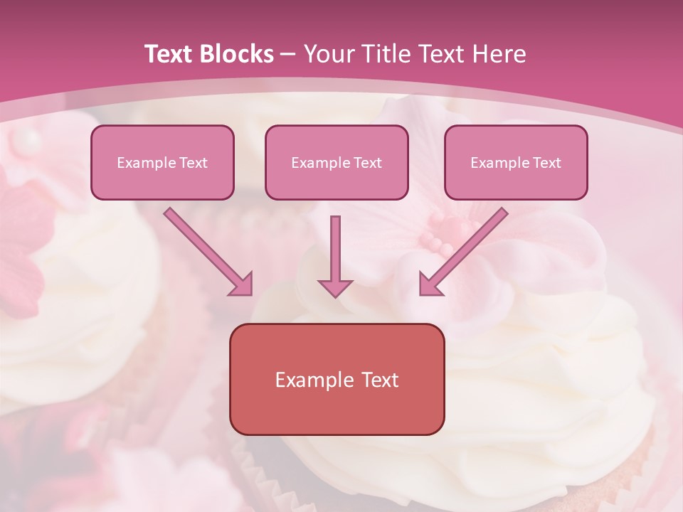 Two Cupcakes With White Frosting And A Pink Flower On Top PowerPoint Template