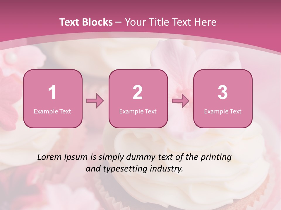 Two Cupcakes With White Frosting And A Pink Flower On Top PowerPoint Template