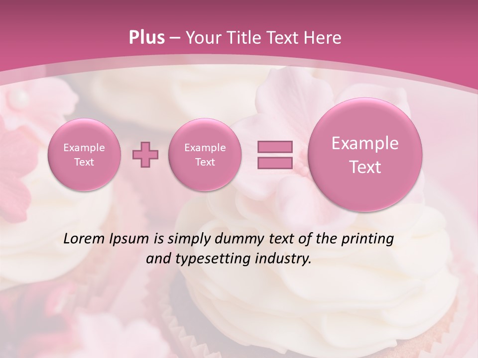 Two Cupcakes With White Frosting And A Pink Flower On Top PowerPoint Template