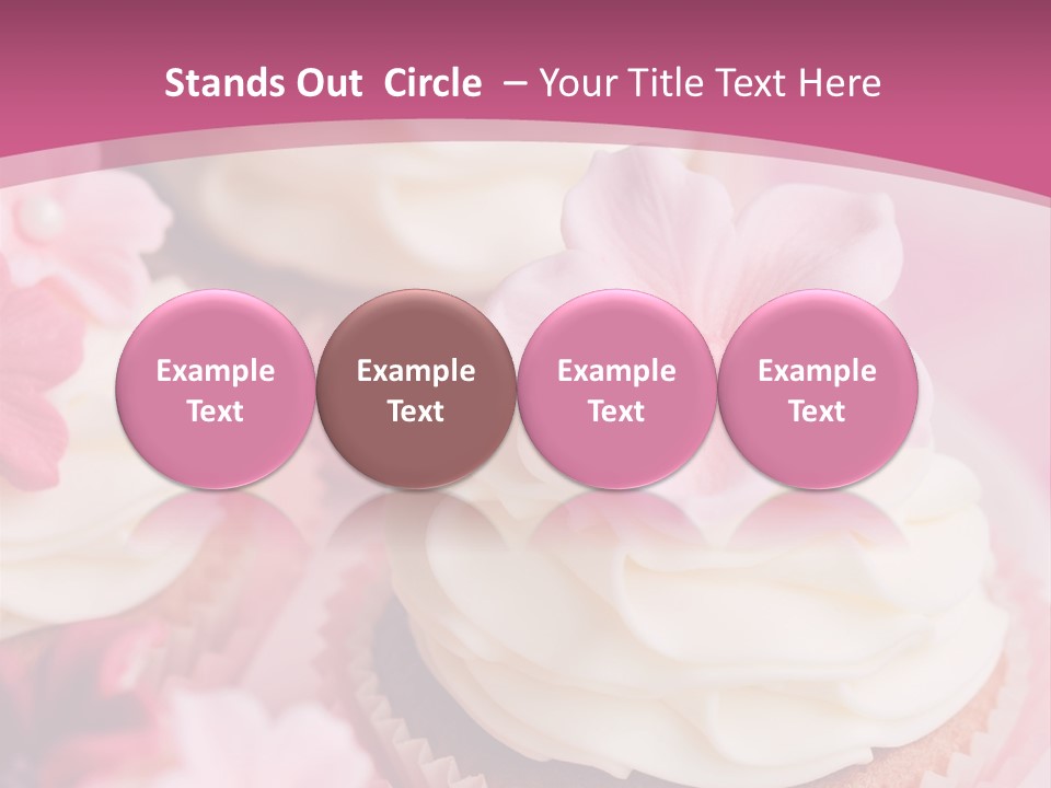 Two Cupcakes With White Frosting And A Pink Flower On Top PowerPoint Template
