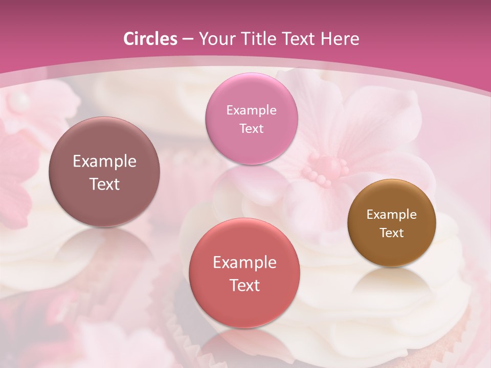 Two Cupcakes With White Frosting And A Pink Flower On Top PowerPoint Template