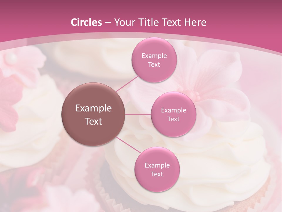 Two Cupcakes With White Frosting And A Pink Flower On Top PowerPoint Template