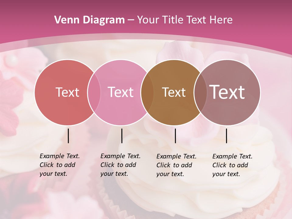 Two Cupcakes With White Frosting And A Pink Flower On Top PowerPoint Template