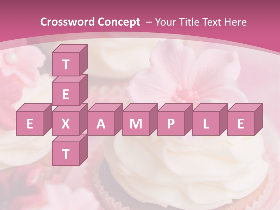 Two Cupcakes With White Frosting And A Pink Flower On Top PowerPoint Template