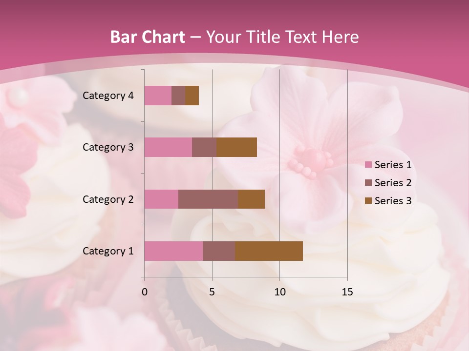 Two Cupcakes With White Frosting And A Pink Flower On Top PowerPoint Template