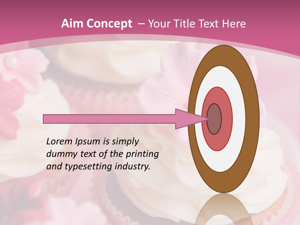 Two Cupcakes With White Frosting And A Pink Flower On Top PowerPoint Template