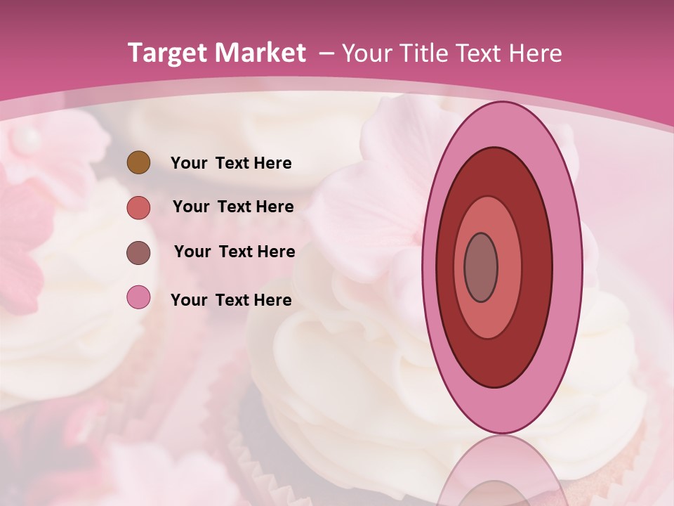 Two Cupcakes With White Frosting And A Pink Flower On Top PowerPoint Template