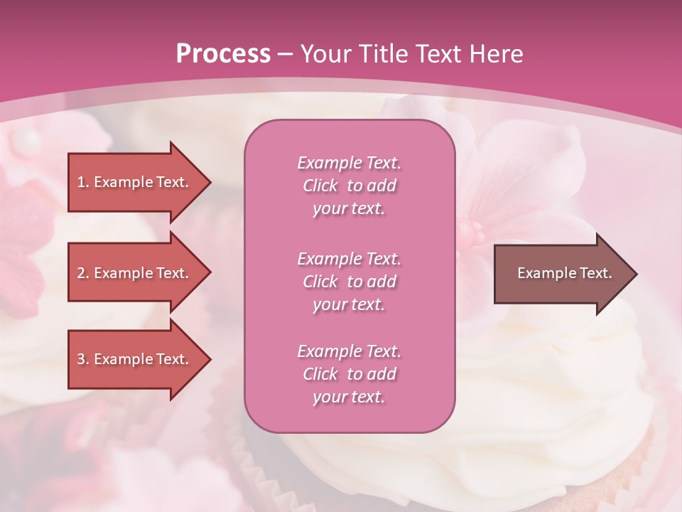 Two Cupcakes With White Frosting And A Pink Flower On Top PowerPoint Template