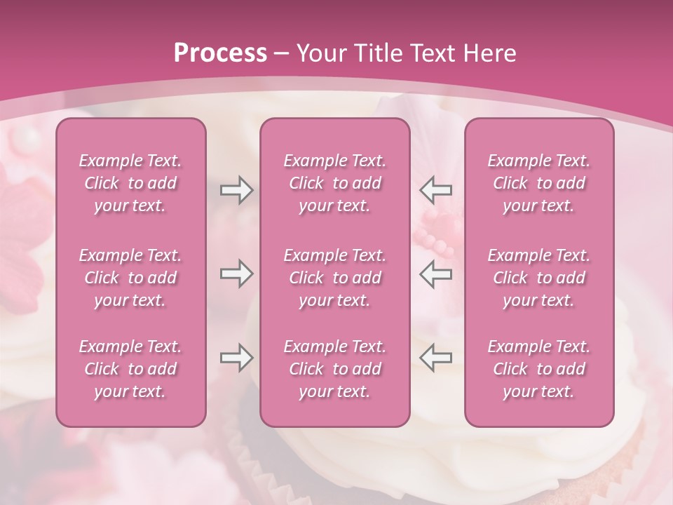 Two Cupcakes With White Frosting And A Pink Flower On Top PowerPoint Template