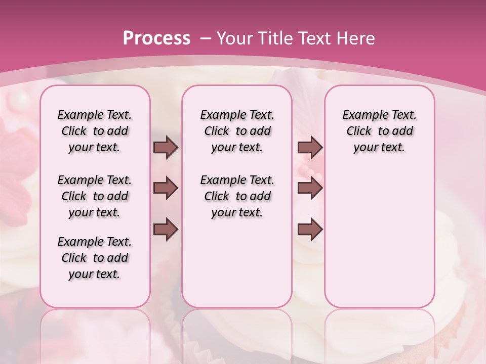 Two Cupcakes With White Frosting And A Pink Flower On Top PowerPoint Template