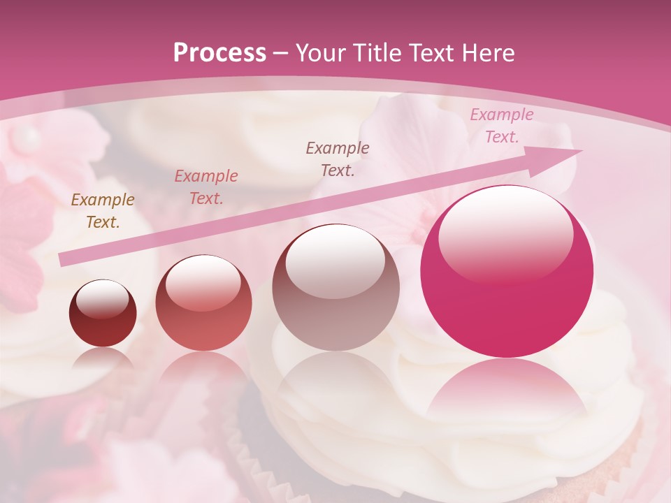 Two Cupcakes With White Frosting And A Pink Flower On Top PowerPoint Template