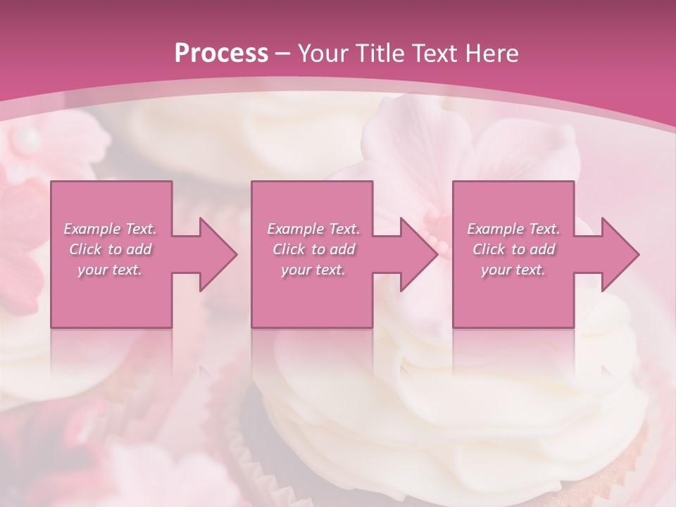 Two Cupcakes With White Frosting And A Pink Flower On Top PowerPoint Template