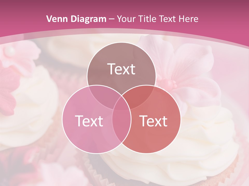 Two Cupcakes With White Frosting And A Pink Flower On Top PowerPoint Template