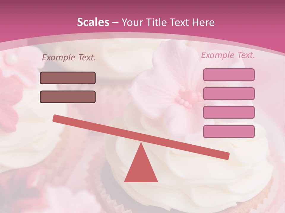 Two Cupcakes With White Frosting And A Pink Flower On Top PowerPoint Template