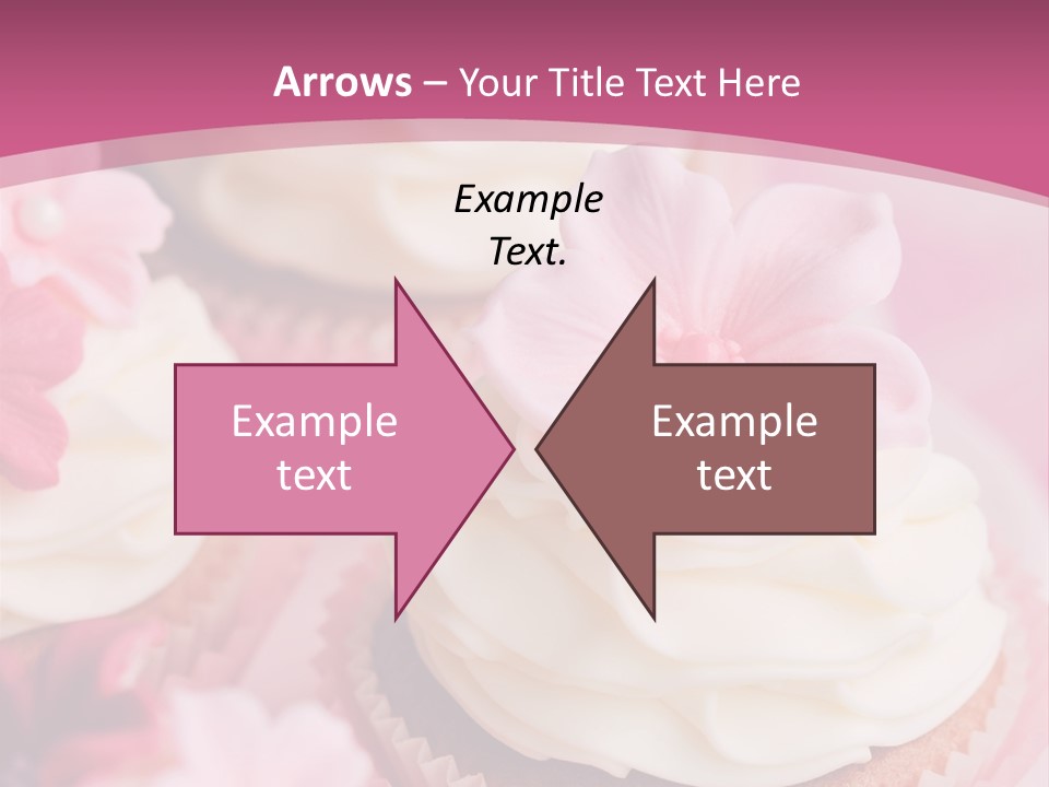 Two Cupcakes With White Frosting And A Pink Flower On Top PowerPoint Template
