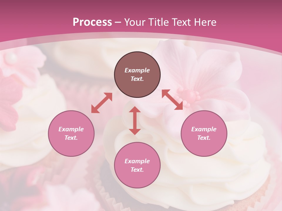 Two Cupcakes With White Frosting And A Pink Flower On Top PowerPoint Template